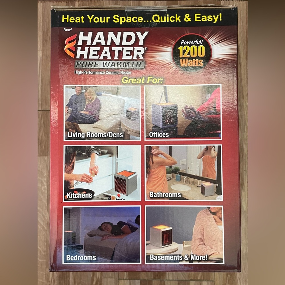Handy Heater 1200 Watt Pure Warmth Tabletop Ceramic Space Heater True Shield Air